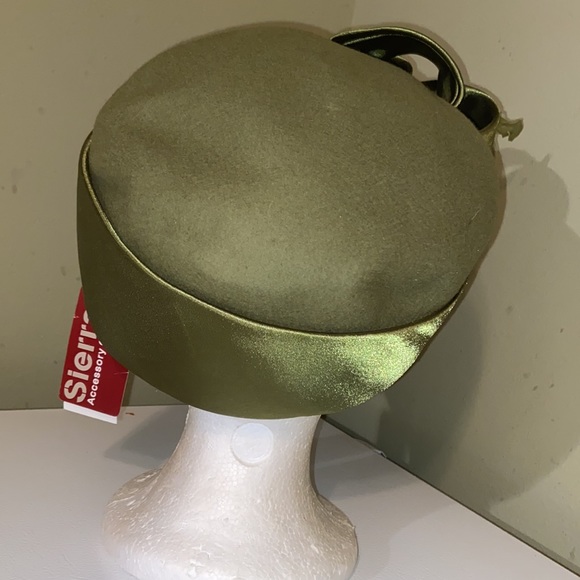 Beautiful NWT Olive Green Satin and Wool Church Dress Hat - Picture 5 of 10